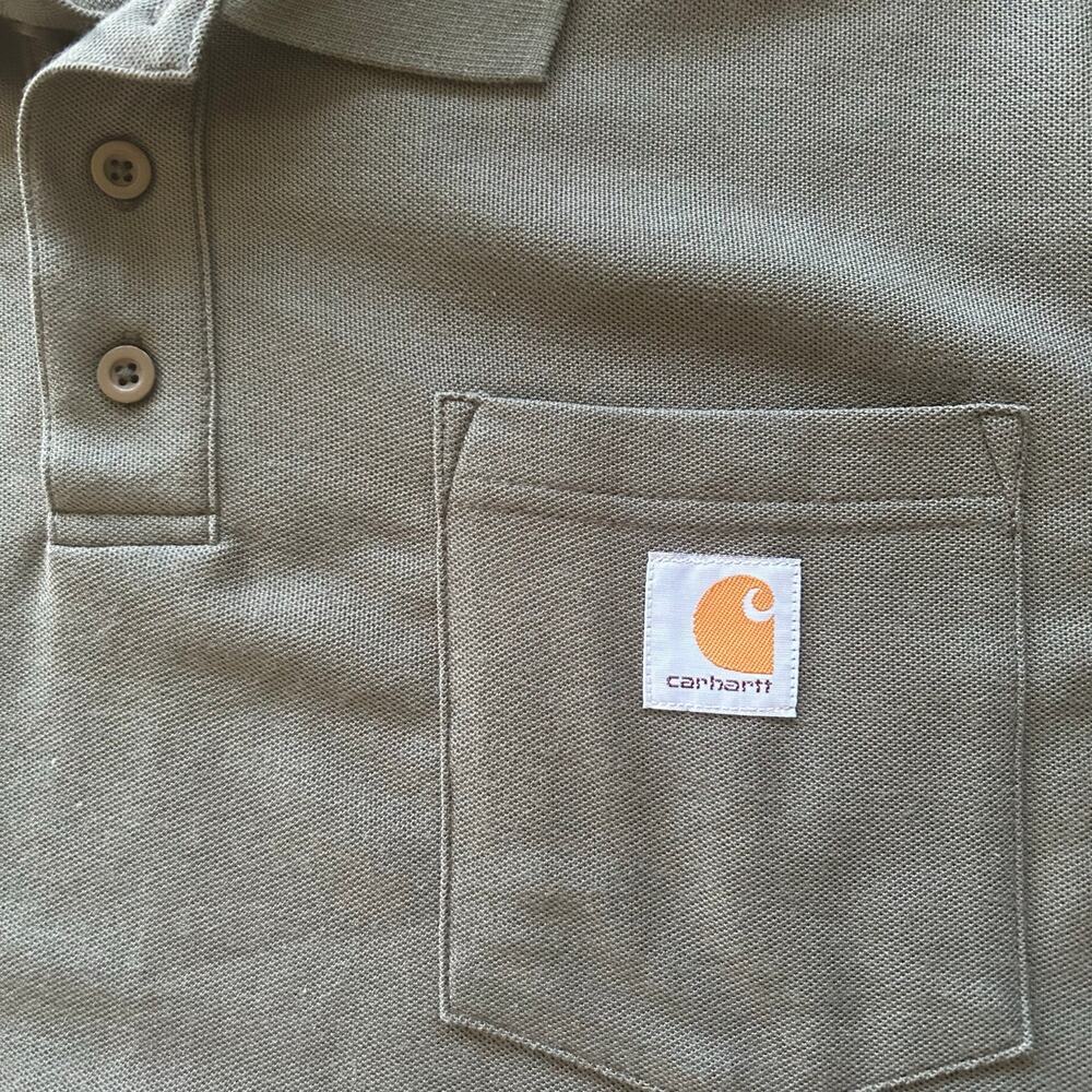 Carhartt men’s hunter Green casual minimalist polo shirt size large  - Picture 6 of 7